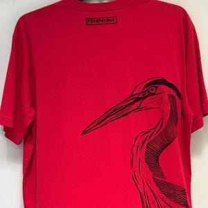 protect biodiversity great blue heron linocut shirt