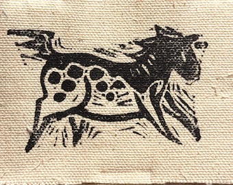 gevlekte grotpaardenplek linosnede