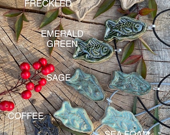 Fish Pendant Handmade ceramic necklace