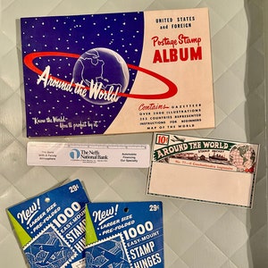 Vintage Around the World Stamp Album - Harris Honor Built Stamp Hinges - Vintage Stamp Album - Philately - USA and Foreign Stamp Album
