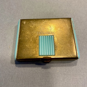 Vintage Coty Small Gold/Blue Compact, Vanity Compact, Vintage Powder Compact, Gold Compact - Vintage Vanity -  Beauty - Cosmetics