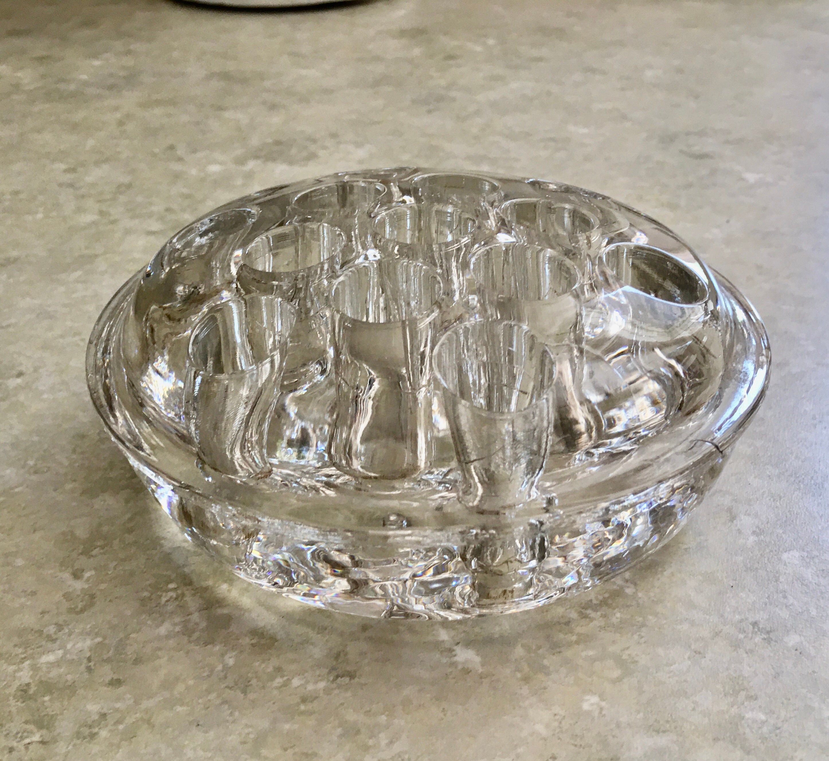 Vintage 13 Hole Glass Flower Frog Dome Flower Frog Round Etsy