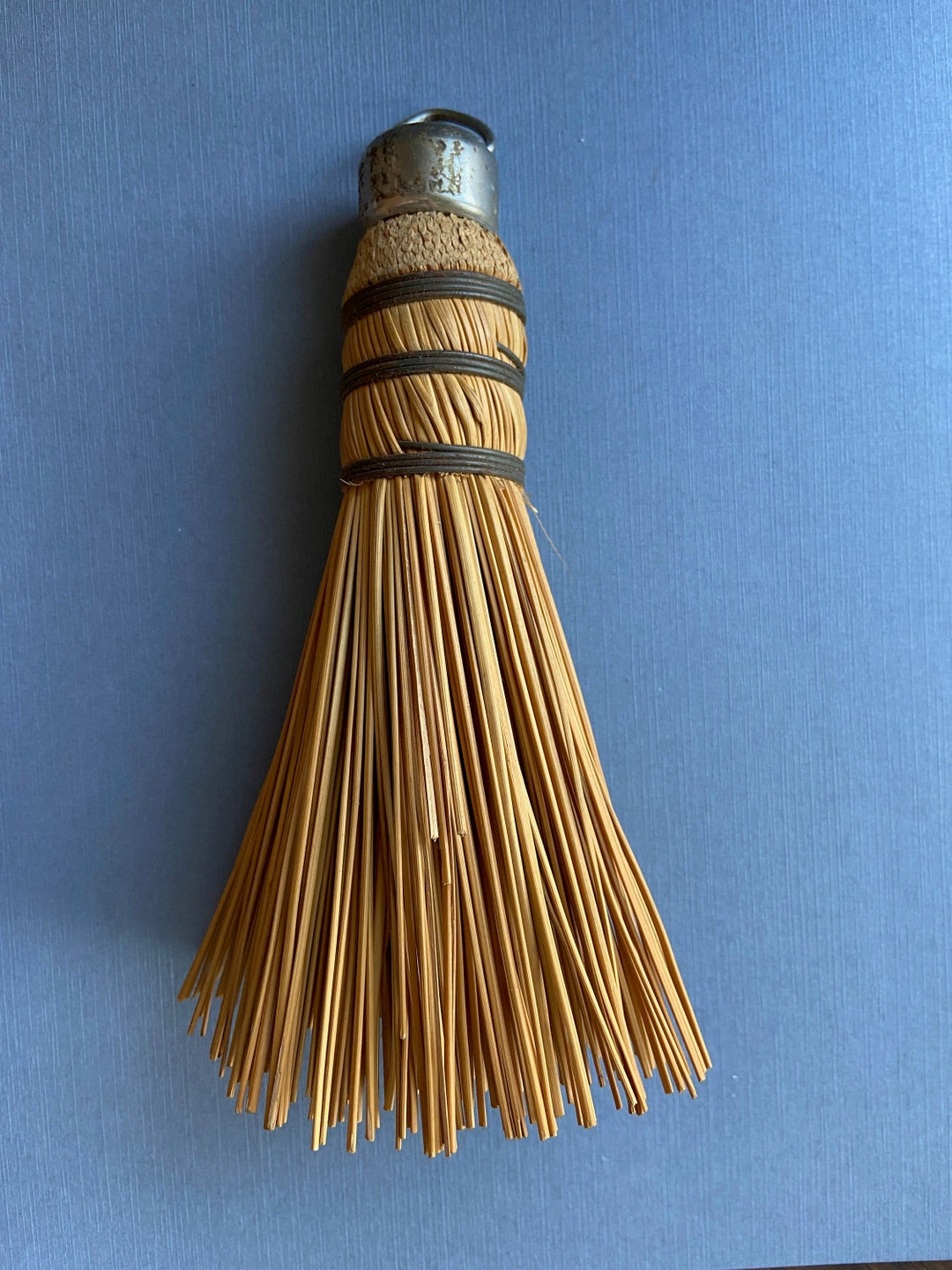 Vintage Straw Whisk Broom, Small Hand Broom, Mid Century Broom