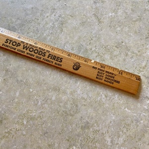 Antique Wooden Ruler - Vintage Smokey the Bear Wood Ruler - PA Forestry ...