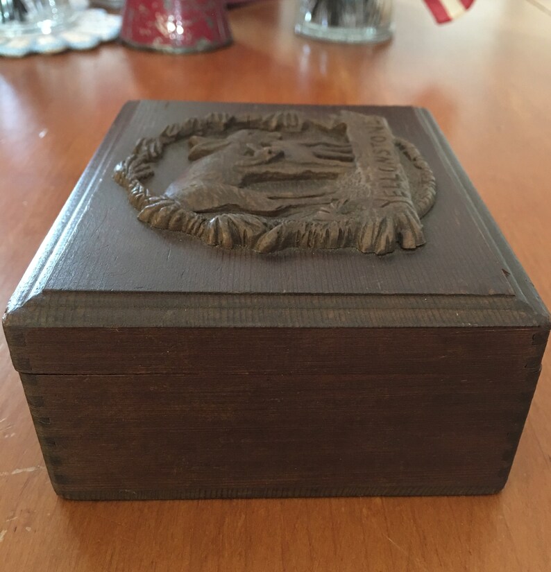 Vintage Souvenir Box From Yellowstone National Park Wooden Etsy