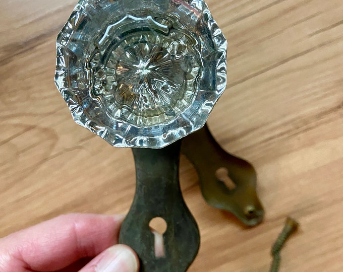 Antique Vintage Round Glass Door Knob Closet Spindle Reclaimed Antique