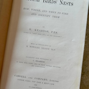 Vintage British Birds&#39; Nests: How, Where, and When to Find and Identify Them - 1898  - R Kearton, FZS - Vintage Bird Book - Ornithology