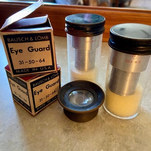 Collection of Antique Bausch & Lomb Microscope Parts - Microscope Eye Pieces and Guards- Vintage Industrial - Bausch / Lomb- Vintage Medical