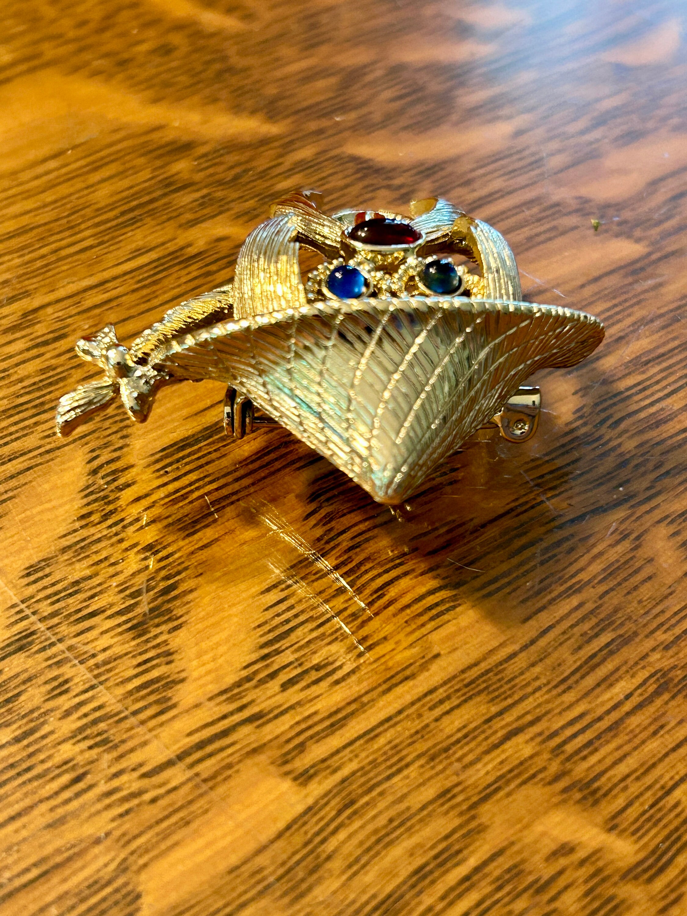 Vintage JJ Jonette Face Brooch – Conical Hat, Rhinestone  display picture 1