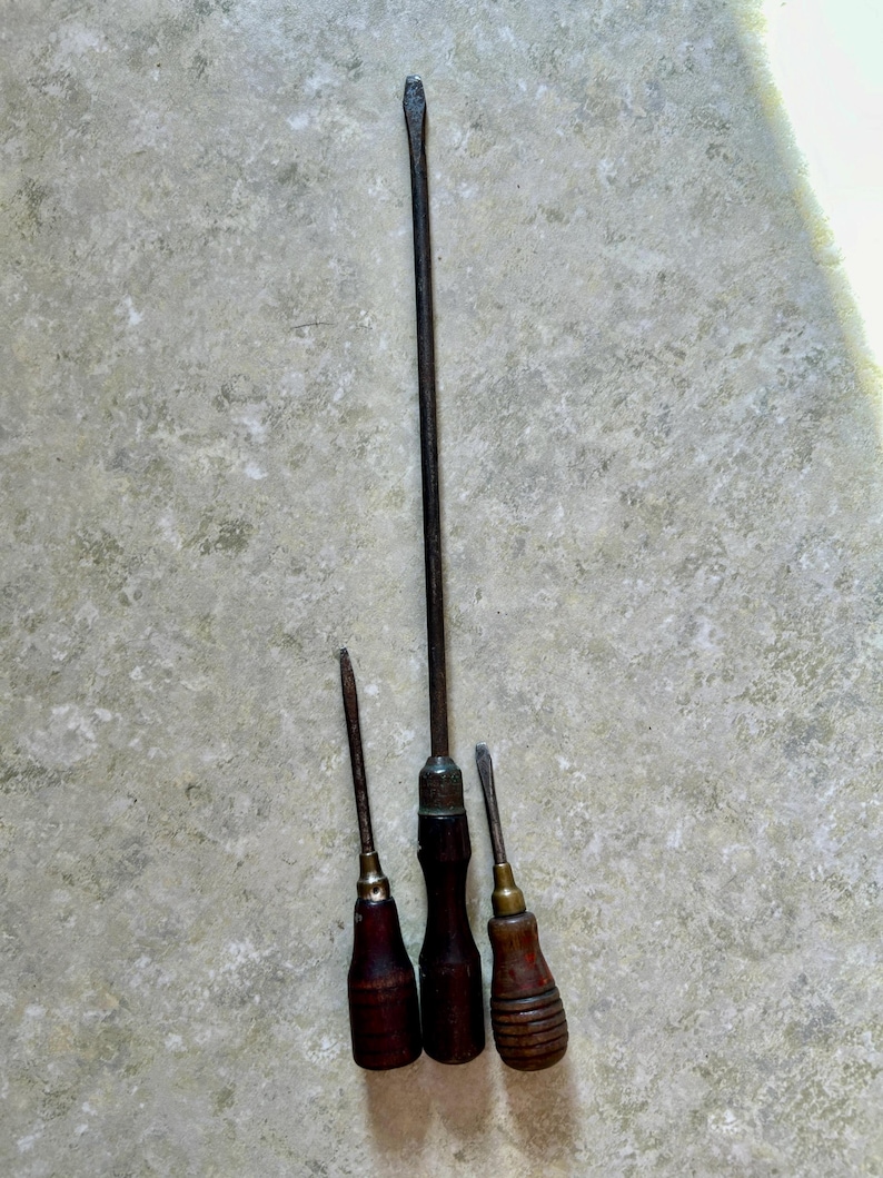 Group of 3 Unique Antique Screwdrivers Clockmakers or Fine Work