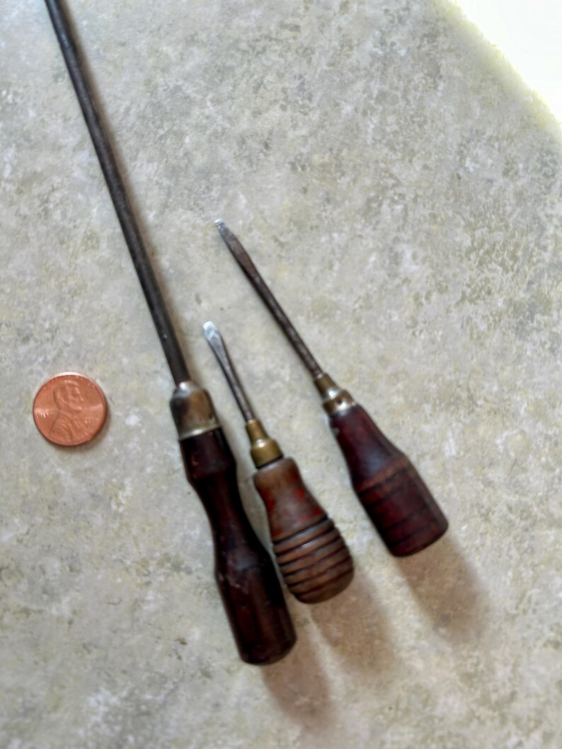 Group of 3 Unique Antique Screwdrivers Clockmakers or Fine Work