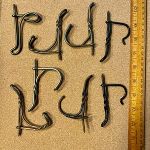 Lot of 8 Vintage Wire Coat Double Hooks - Antique Salvage - Screw-In Hooks - Projects - Wall Hanging Decor - Home Schoolhouse - Schoolhouse