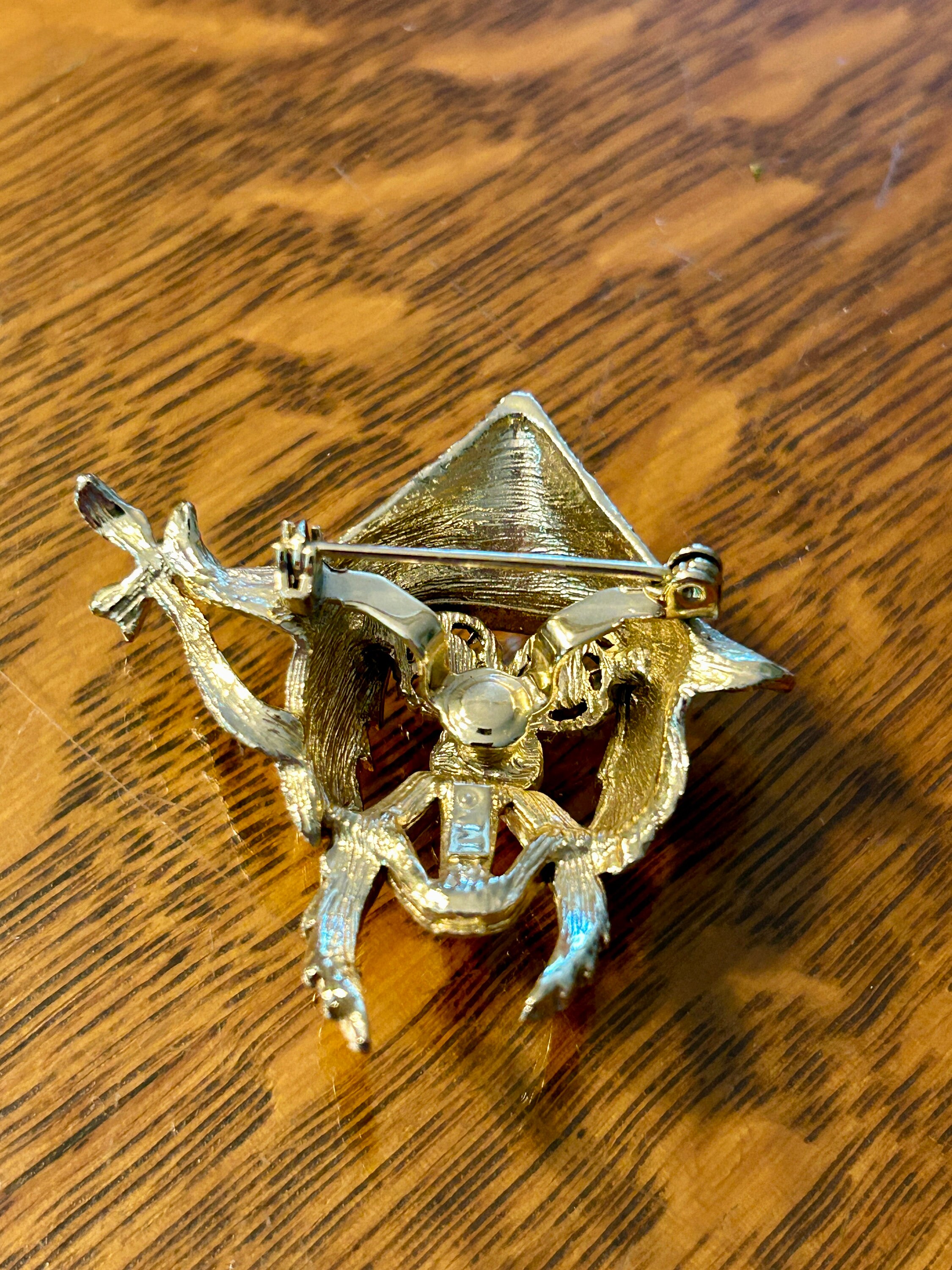 Vintage JJ Jonette Face Brooch – Conical Hat, Rhinestone  display picture 2