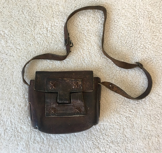 1970s leather handbag - leather purse kit bag - bo