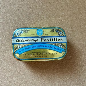 Antique Allenburys Pastilles - Allen & Hanburys - Medicine Tin - London - Antique Tin - Vintage Pharmacy- Country Store- Vintage Advertising