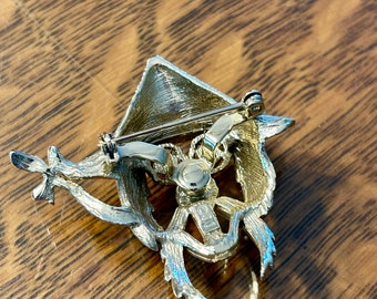 Vintage JJ Jonette Face Brooch – Conical Hat, Rhinestone  display picture 3