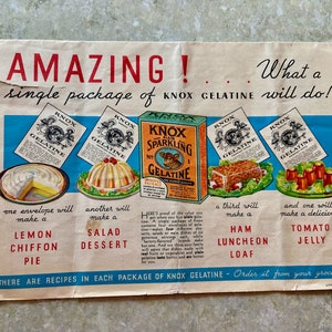 Vintage Recipe Advertising - 1934 Knox Sparkling Gelatine - Vintage Softcover Cookbook - Jello - Gelatin Advertising - Advertising