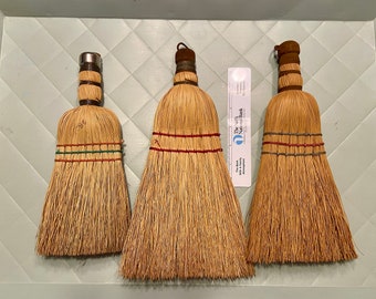 Set of 3 Vintage Hand Broom, primitive brush, Vintage Brush, Primitive Kitchen, Vintage Kitchen, Wisk brush, Whisk Brush, Straw Brush