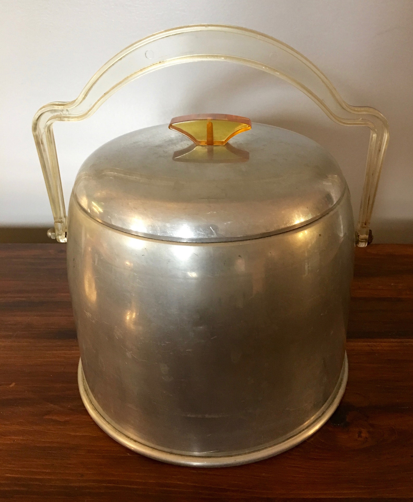 Vintage Mid Century Aluminum Ice Bucket with Lucite Handle & Etsy