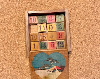 Vintage 1950's Wooden Number Tile Slide Puzzle - Antique Puzzle/Game - Brain Teasers - Vintage Puzzles - Vintage Game - Vintage Toys - Games