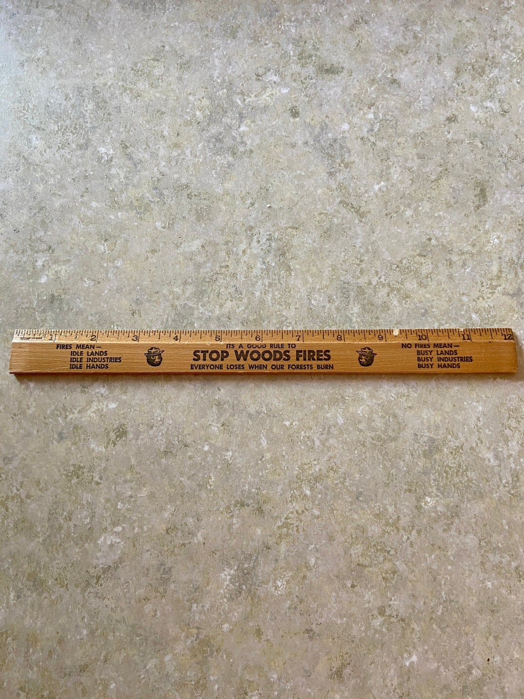 Antique Wooden Ruler - Vintage Smokey the Bear Wood Ruler - PA Forestry ...