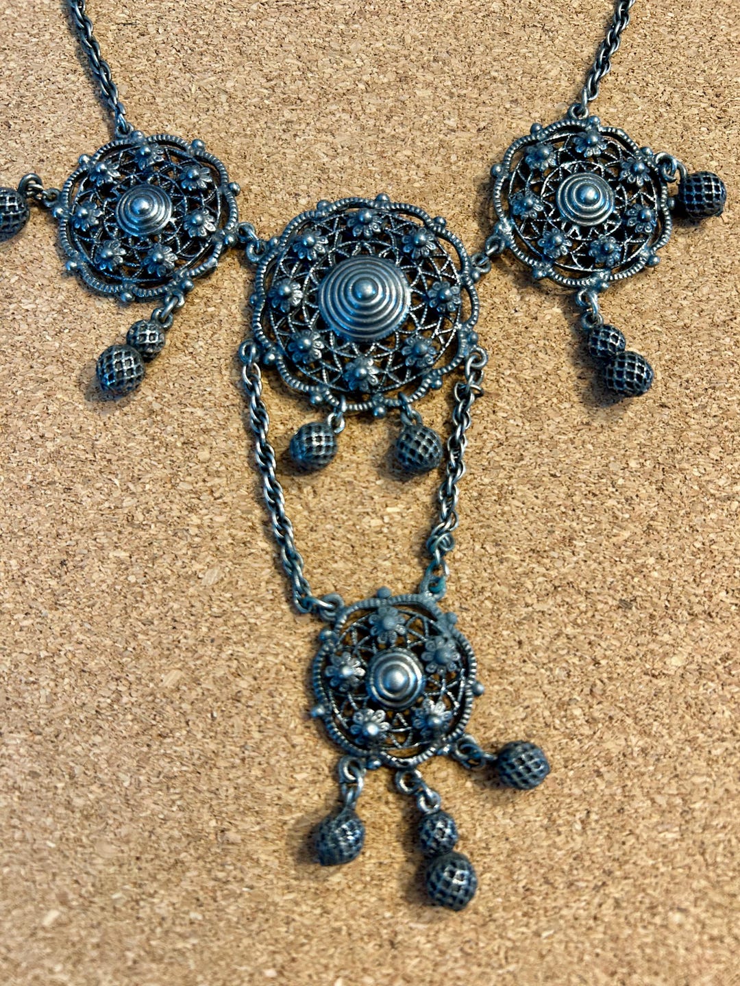 Vintage Silver Shield and Chain Link Style Necklace - Vintage Necklace ...