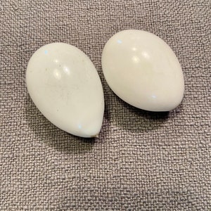 2 Beautiful Vintage Bristol Hand Blown Glass Eggs - Semi-Opaque Glass Eggs - Bristol Glass - Hand Blown Semi Opaque Opaline White Glass Egg