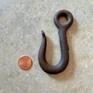 Cast Iron Hook with Fancy Spade Accent on Tip, Vintage Heavy Duty Iron Hook, Industrial Cast Iron Hook -Vintage Industrial