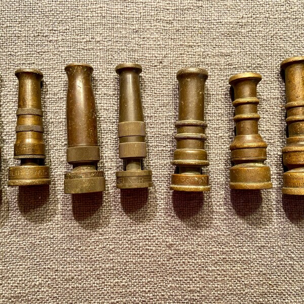 Collection of 7 Vintage Brass Hose Nozzles - Vintage Brass Sprinkler Nozzle - Vintage Spigot Nozzle - Vintage Garden - Sprinkler Nozzle