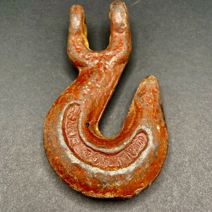 Cast Iron Hook, Vintage Heavy Duty Iron Chain Hook, Industrial Cast Iron Hook - Wallace Forge - Factory Hook