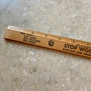 Antique Wooden Ruler - Vintage Smokey the Bear Wood Ruler - PA Forestry ...