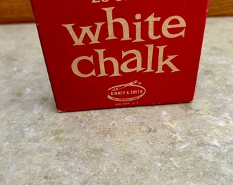 Vintage Binney & Smith Crayola White Chalk - Brilliant Red Cardboard Box of Chalk - No. 320 - Vintage School -Home School -Blackboard Supply