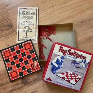 Vintage Peg Solitaire Game by A Sherm&#39;s Creation- Original Box- Vintage Puzzles- Vintage Game- Retro Games- Vintage Toys- Family Game Night