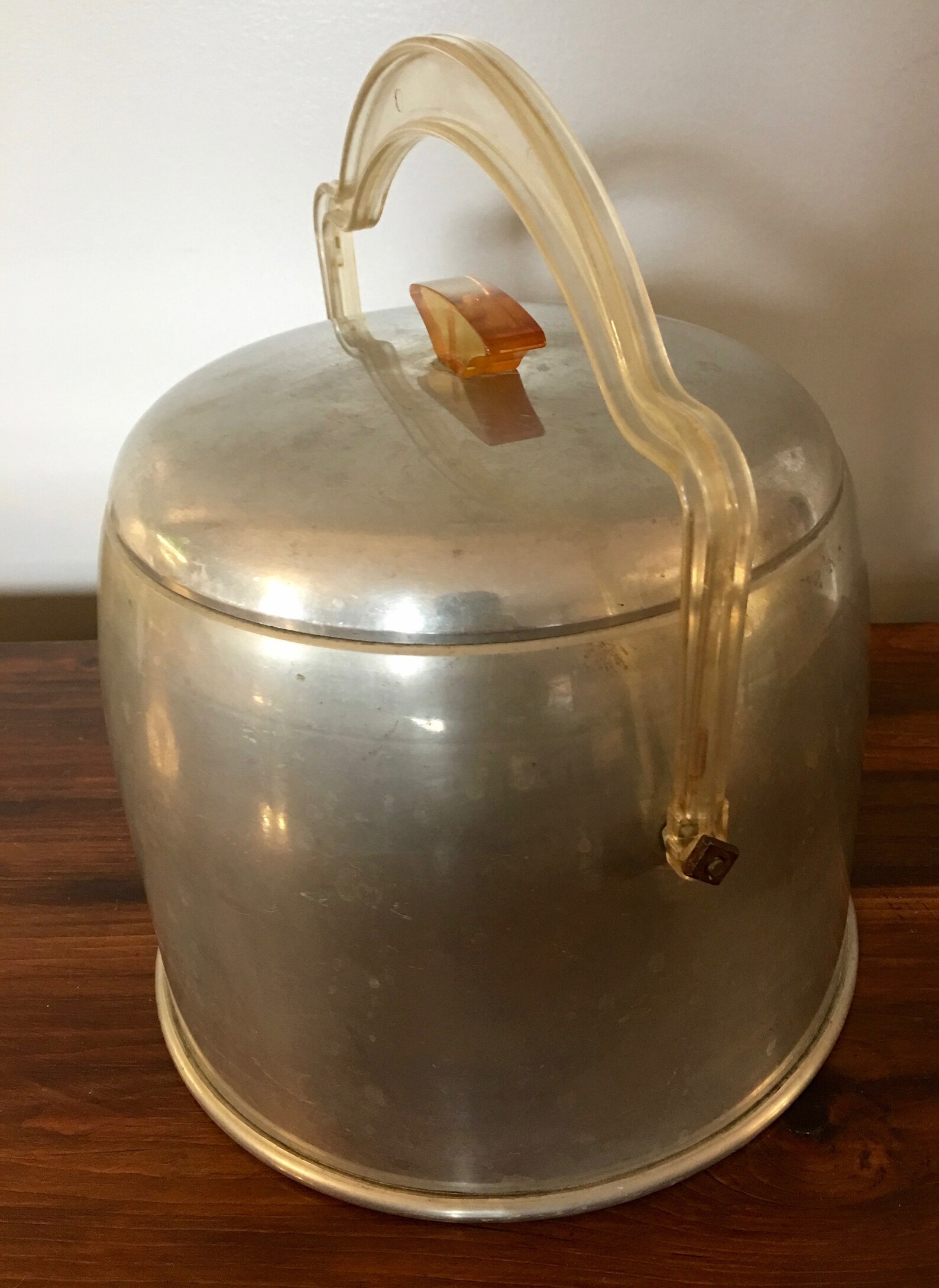 Vintage Mid Century Aluminum Ice Bucket with Lucite Handle & Etsy
