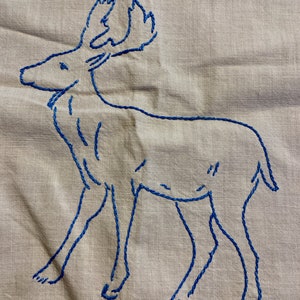Darling Vintage Hand Embroidered Elk on Baby Bib - Excellent Condition - Baby Gift - Shower Gift - Midcentury Linens - Embroidered Bib