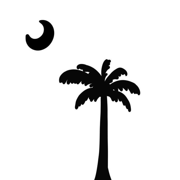 SC Palm tree and moon SVG and JPG (Digital Download)