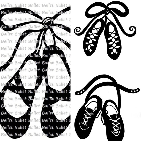 Ballet shoes, Irish dance shoes, Tap shoes SVG and JPG (Digital file)