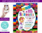 White Dress Fiesta Baby Shower Invitations - Fiesta Baby Shower Invitations - Blonde Baby Girl - Fiesta Baby Shower - Fiesta Invitations