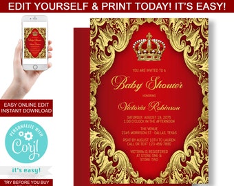 red and gold baby shower