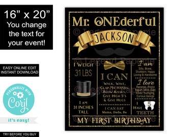 Mr. ONEderful First Birthday Milestone Sign (Digital Download)