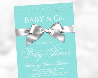 Baby & Company Baby Shower Invitation, Baby And Company Baby Shower Invitation, Baby and Co Baby Shower Invitations,Breakfast At Tiffanys,T1