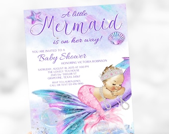 Mermaid Baby Shower Invitation: Pink & Purple Undersea Design