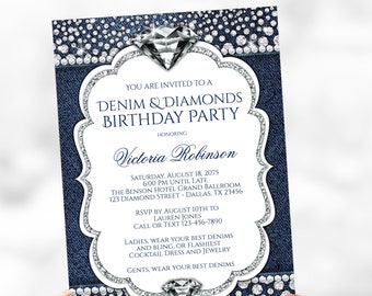 Denim and Diamonds Invitation – Birthday, Wedding, or Corporate Party Template, DD1