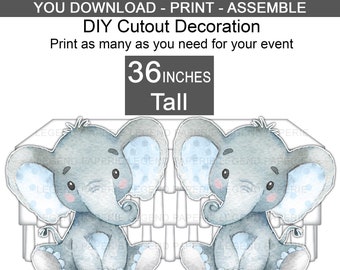 Boy Elephant Baby Shower Cutout,Boy Elephant Baby Shower,Standing Cutout,Elephant,Baby Shower Decorations,DIY,Boy Elephant,Large Cutout,BE1