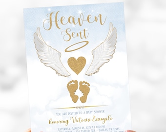 Heaven sent baby hotsell shower invitations girl
