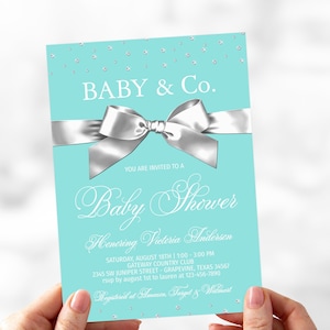 Baby & Co. Baby Shower Invitation: Teal, Bow Design