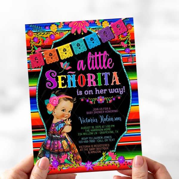 Senorita Baby Shower Invitation: Fiesta Serape Design
