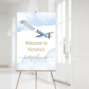 Airplane Baby Shower Welcome Sign,Airplane Baby Shower,Boy Airplane Baby Shower,Airplane Baby Shower Welcome Sign,Vintage Airplane,Sign,ABS1