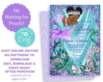 baby shower invitations girl mermaid