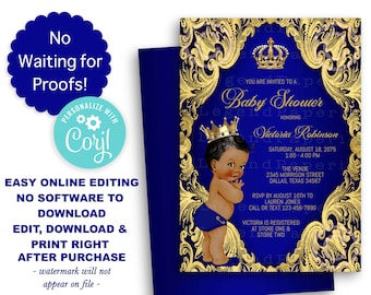 royal blue prince invitations